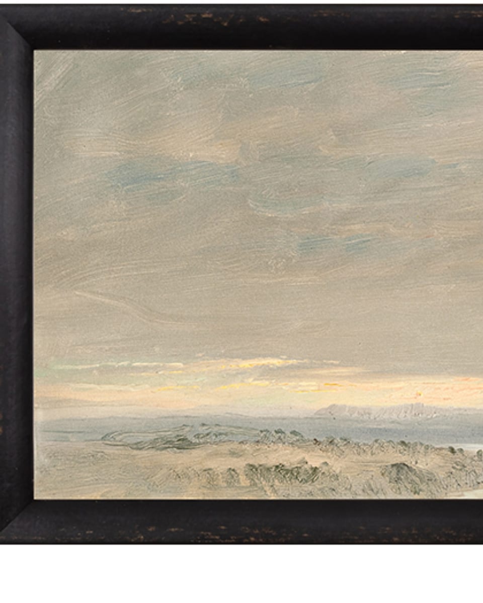 A canvas on board in a dark moulding